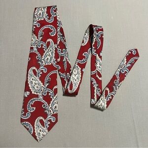 John Weitz Red Paisley Silk Tie Vintage Tie Men’s Classic Retro Neckwear